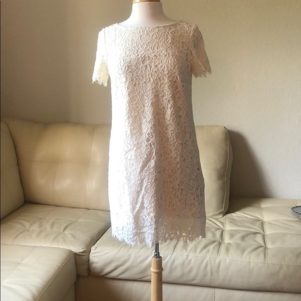 Size M Floral White Shift Dress